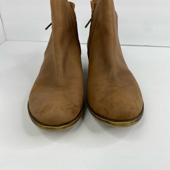 Lucky Brand Womens Brennon Leather Ankle Boots Tan Double Zipper size 9.5 - Picture 4 of 11
